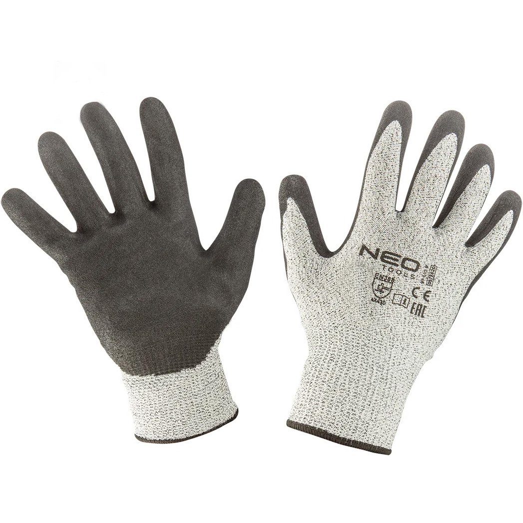 Перчатки рабочие Neo Tools латексное покрытие размер 8 бело-серые (97-601) - фото 1
