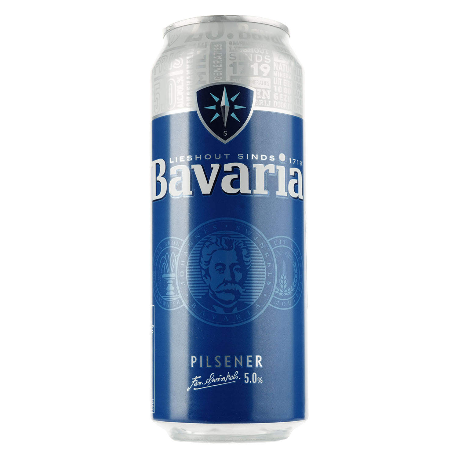 Пиво Bavaria, світле, фільтроване, 5%, з/б, 0,5 л - фото 1