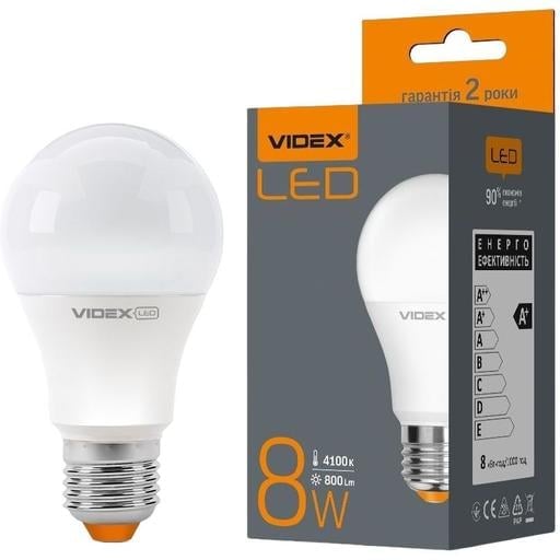 Светодиодная лампа LED Videx A60e 8W E27 4100K (VL-A60e-08274) - фото 1