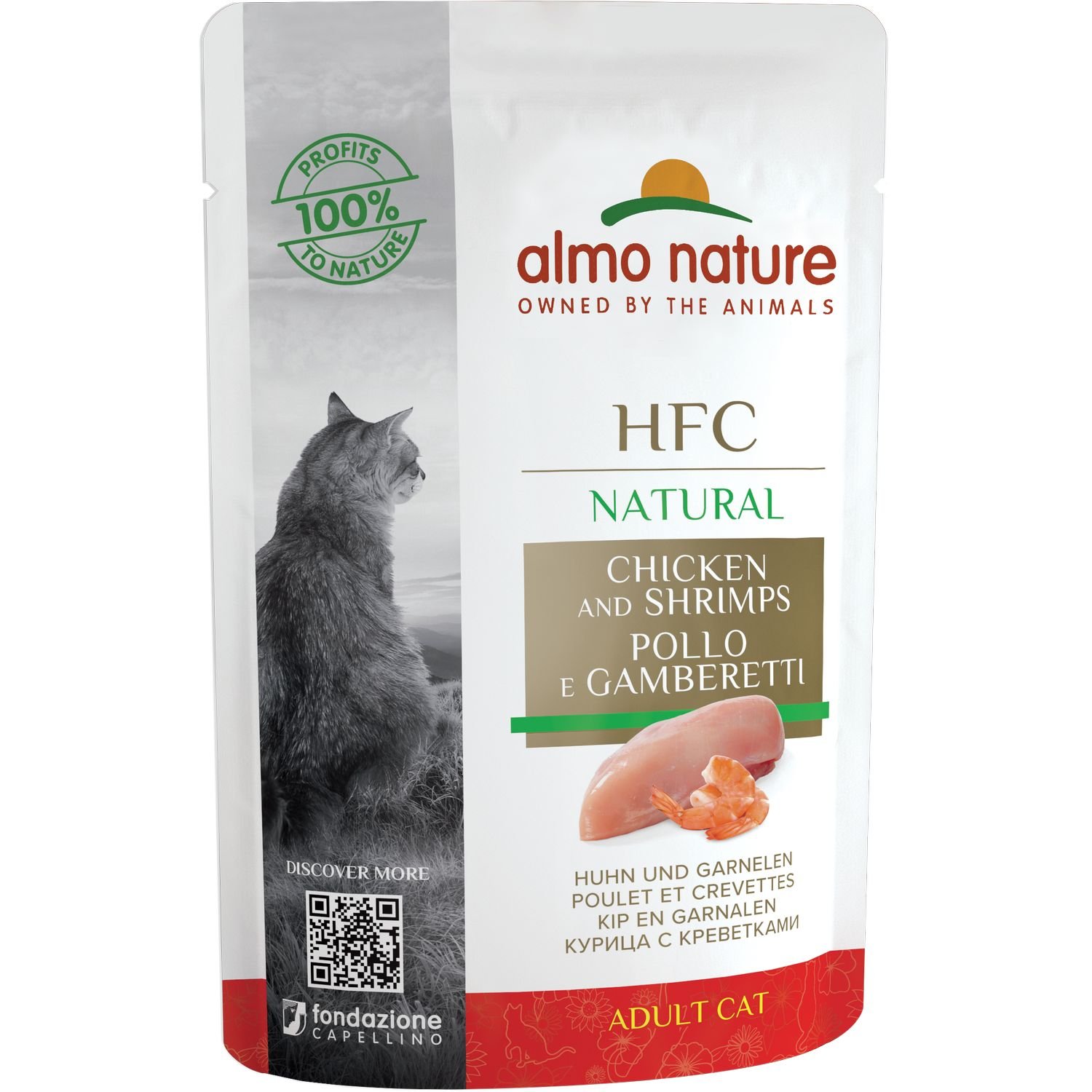 Вологий корм для котів Almo Nature HFC Cat Natural курка і креветки, 55 г - фото 1