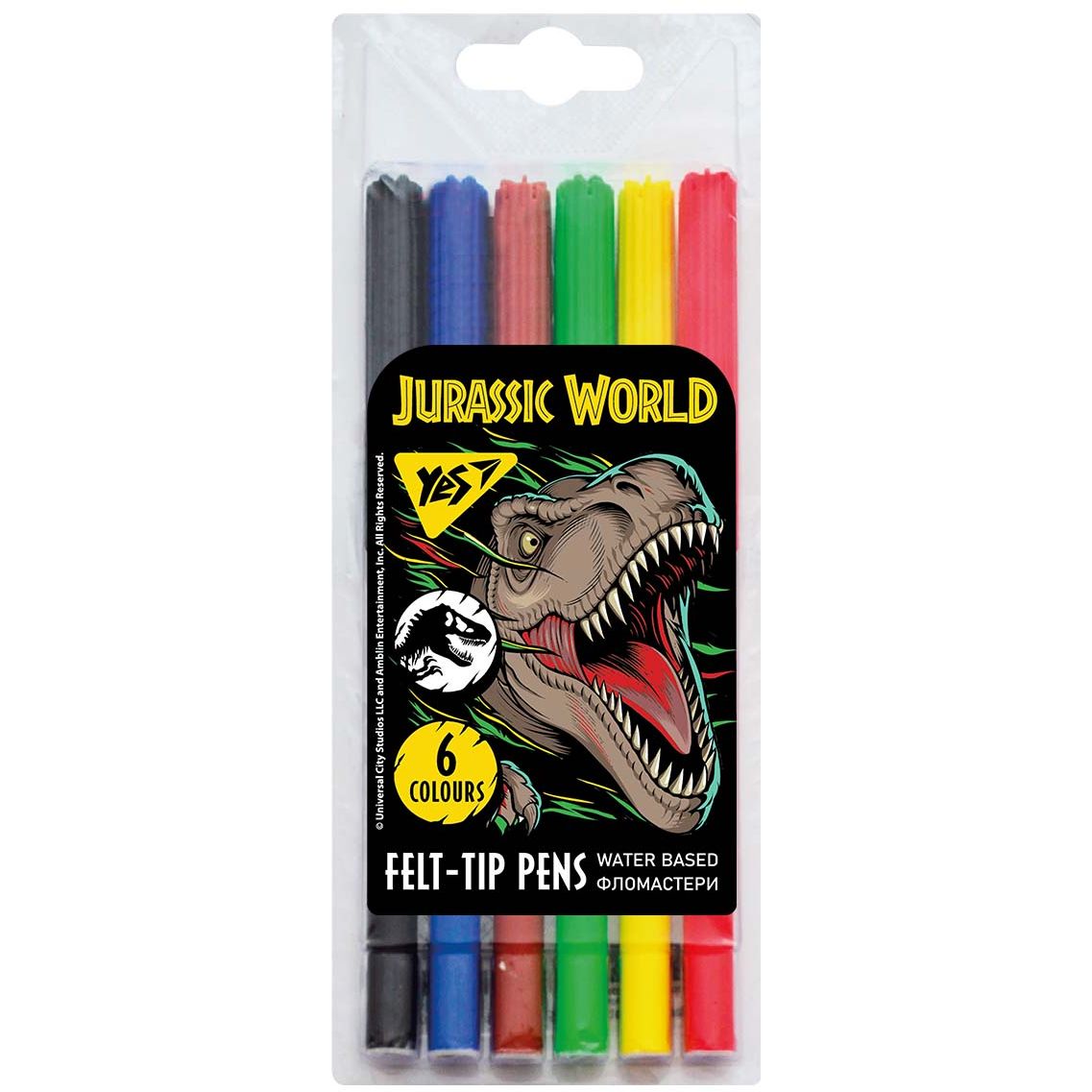 Фломастери Yes Jurassic World, 6 кольорів (650515) - фото 1