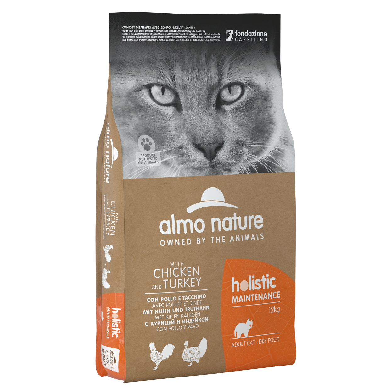 Сухий корм Almo Nature Holistic Cat для дорослих котів, з куркою та індичкою, 12 кг (6831) - фото 1