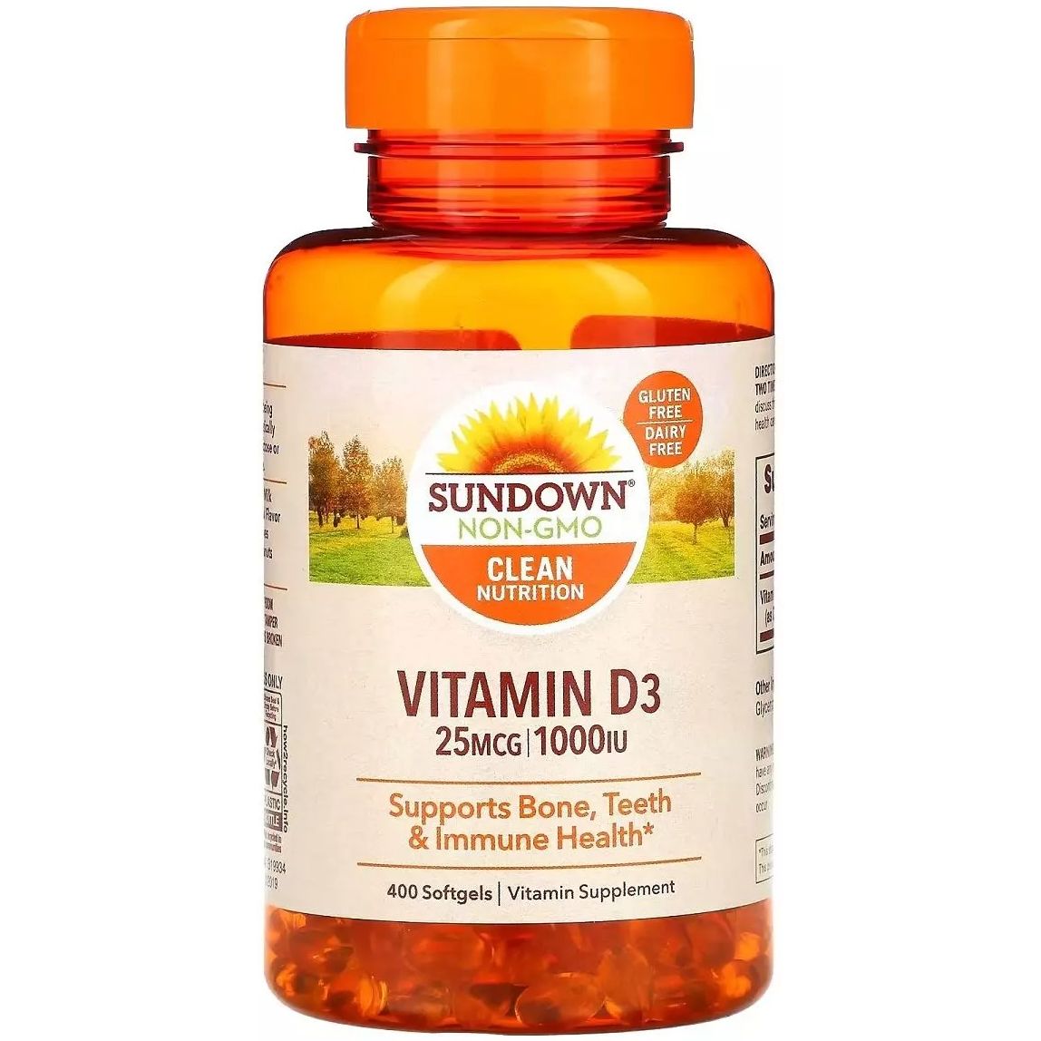 Вітамін D3 Sundown Naturals 1000 МО 400 гелевих капсул - фото 1