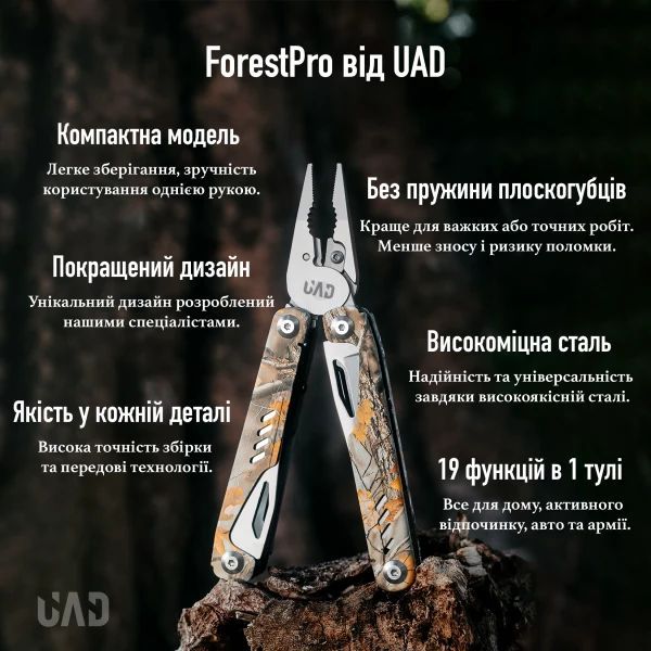 Мультитул UAD ForestPro профессиональный 19 инструментов камуфляж (UAD-06) - фото 6