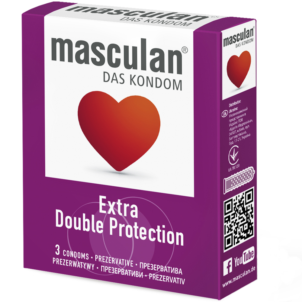Презервативы Masculan Extra Double Protection особенно крепкие с пузырьками 3 шт. - фото 1