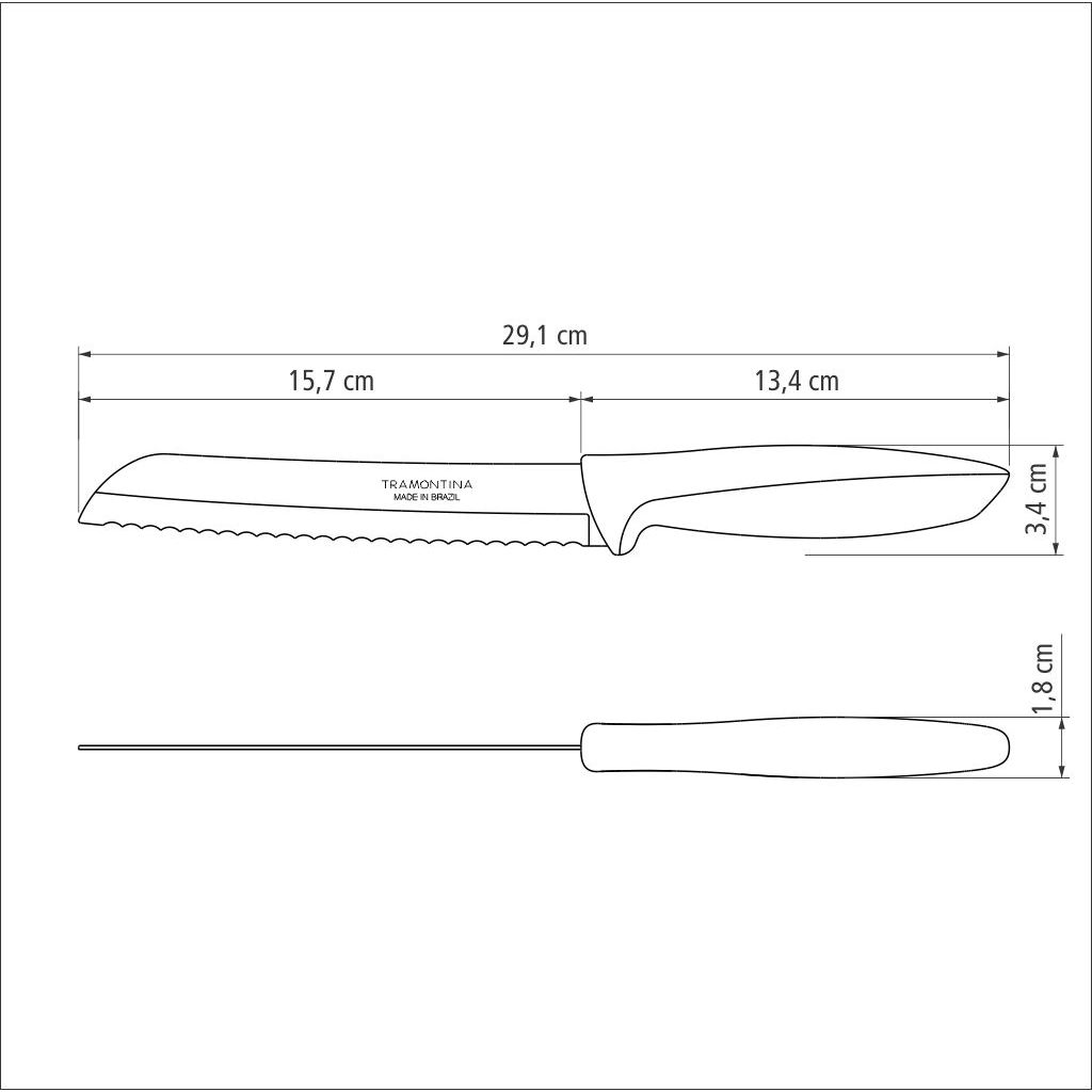Нож для хлеба Tramontina Plenus light grey 178 мм (23422/137) - фото 4