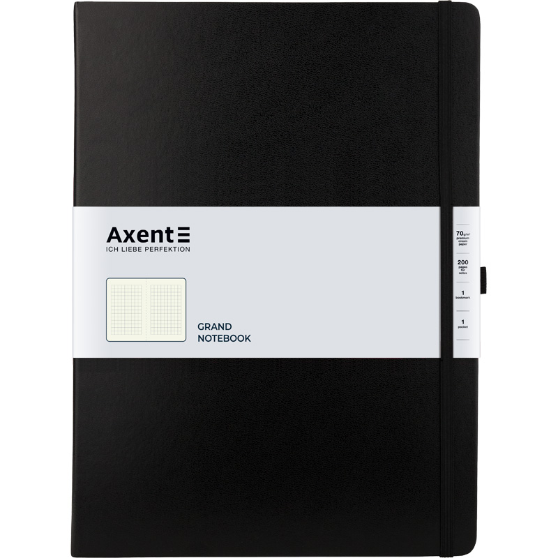 Книга записная Axent Partner Grand A4 в клеточку 100 листов черная (8203-01-A) - фото 1