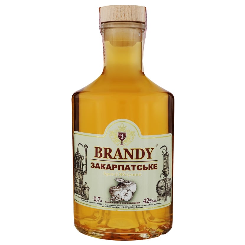 Бренди Brandy Закарпатське Яблочный, 42%, 0,7 л (841399) - фото 1