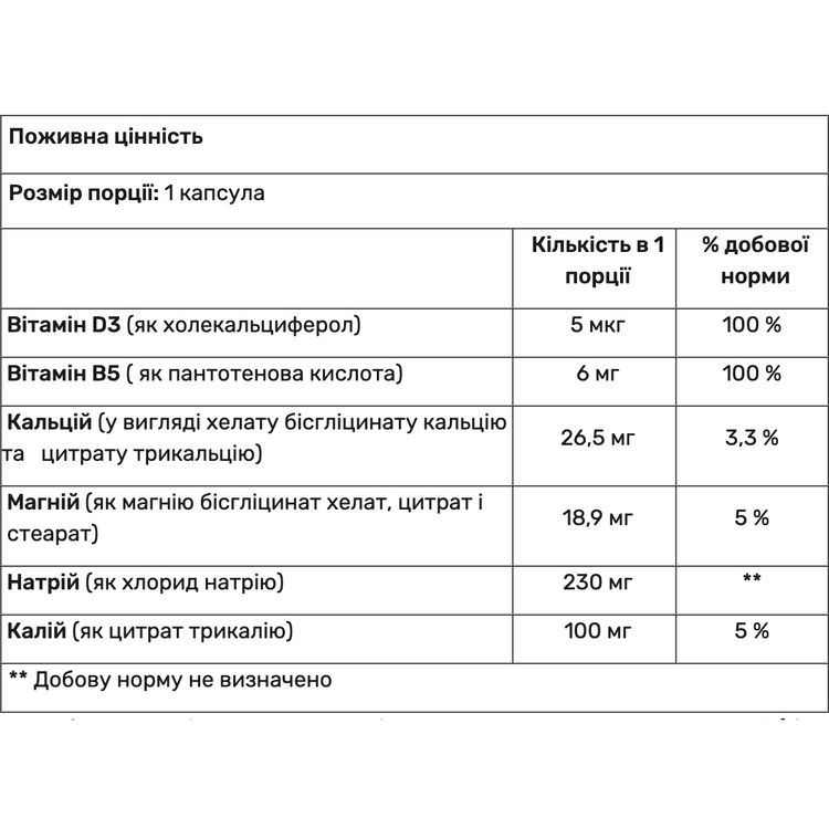 Комплекс электролитов магний, калий, натрий, кальций Amix Performance E-Lite Salts 120 капсул - фото 2