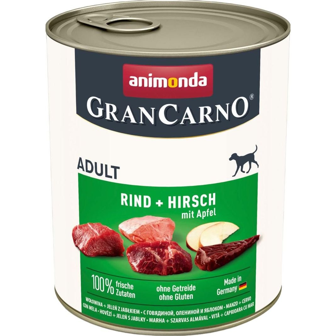 Влажный беззерновой корм для собак Animonda GranCarno Adult Beef + Deer with Apple, с говядиной, олениной и ябоком, 800 г - фото 1