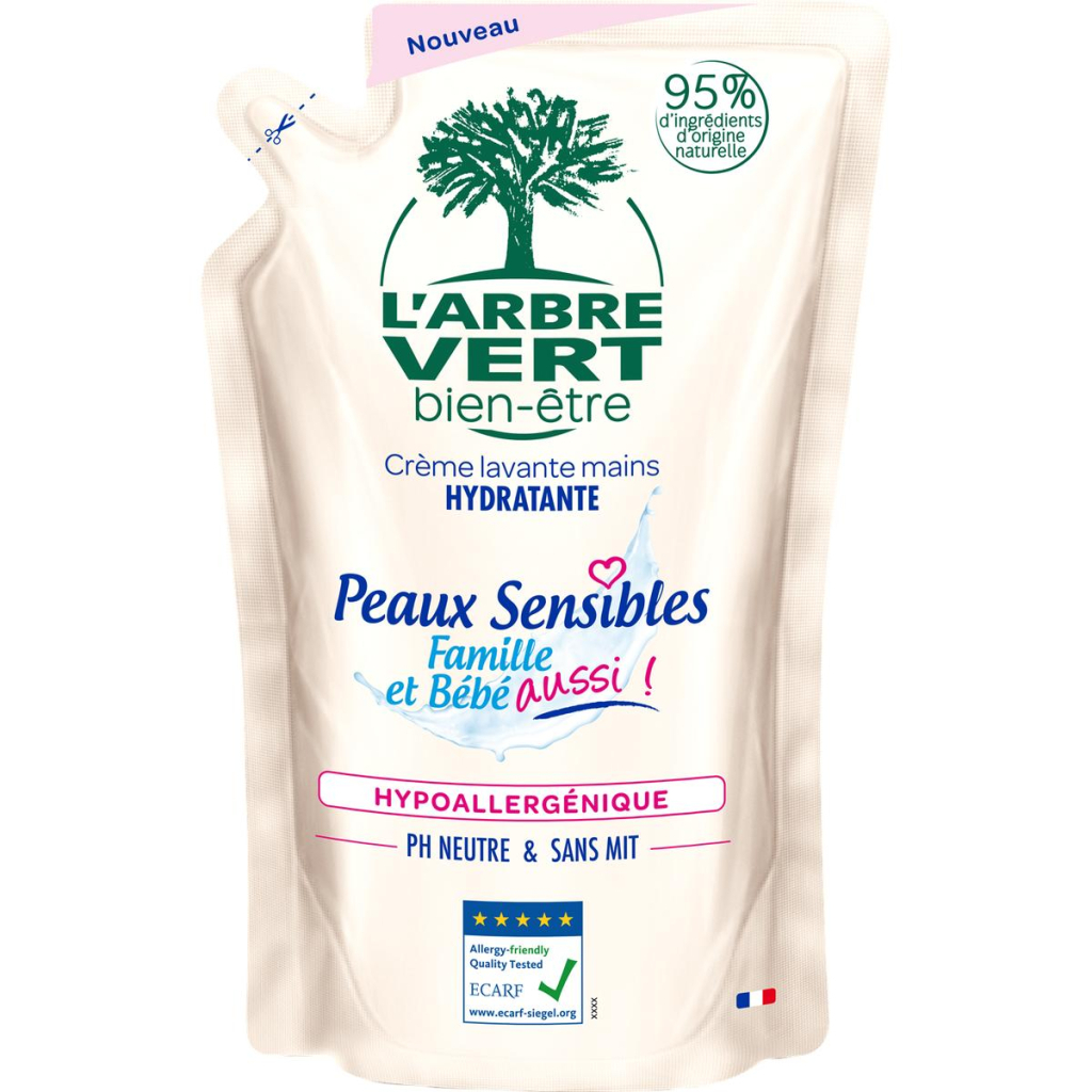 Крем-мыло для рук L'Arbre Vert Чувствительная кожа, запасной блок, 300 мл - фото 1
