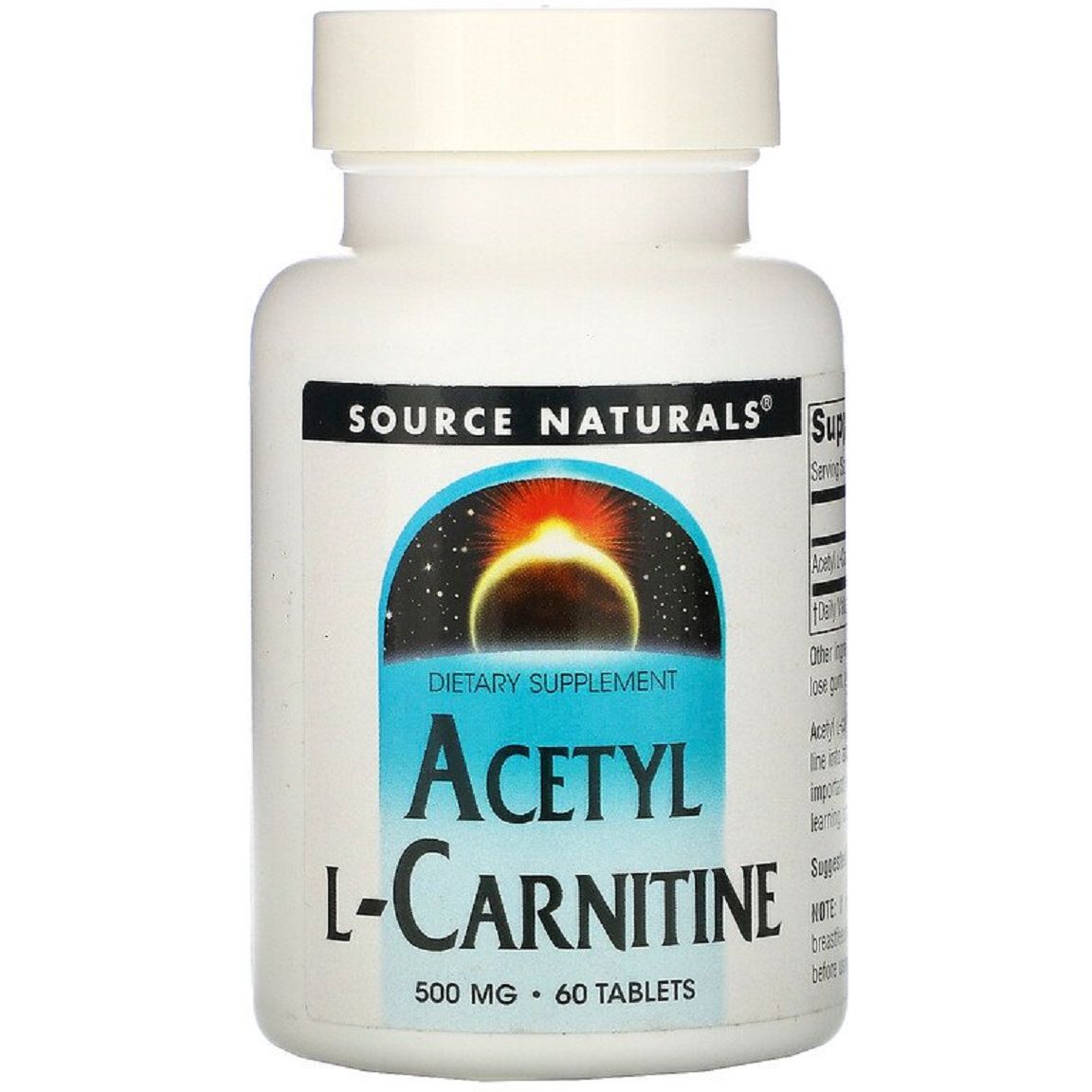 Амінокислоти Source Naturals Acetyl L-Carnitine 500 мг 60 таблеток - фото 1