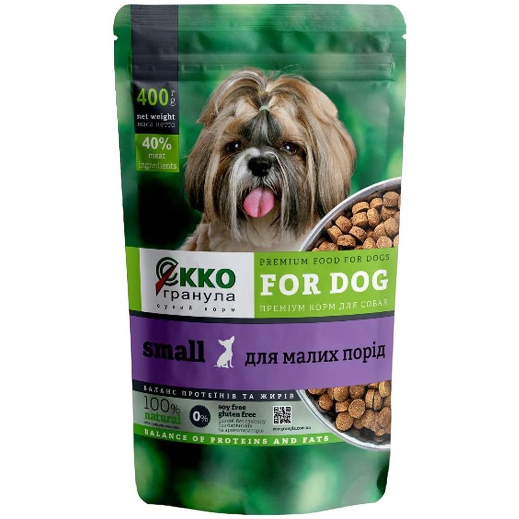 Сухой корм для взрослых собак маленьких пород Екко-гранула 0,4 кг - фото 1