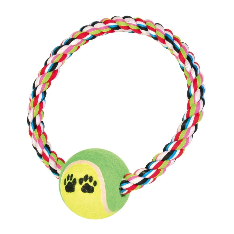 Игрушка для собак Trixie Кольцо плетеное с теннисным мячом, d 18 см, в ассортименте (3266) - фото 2