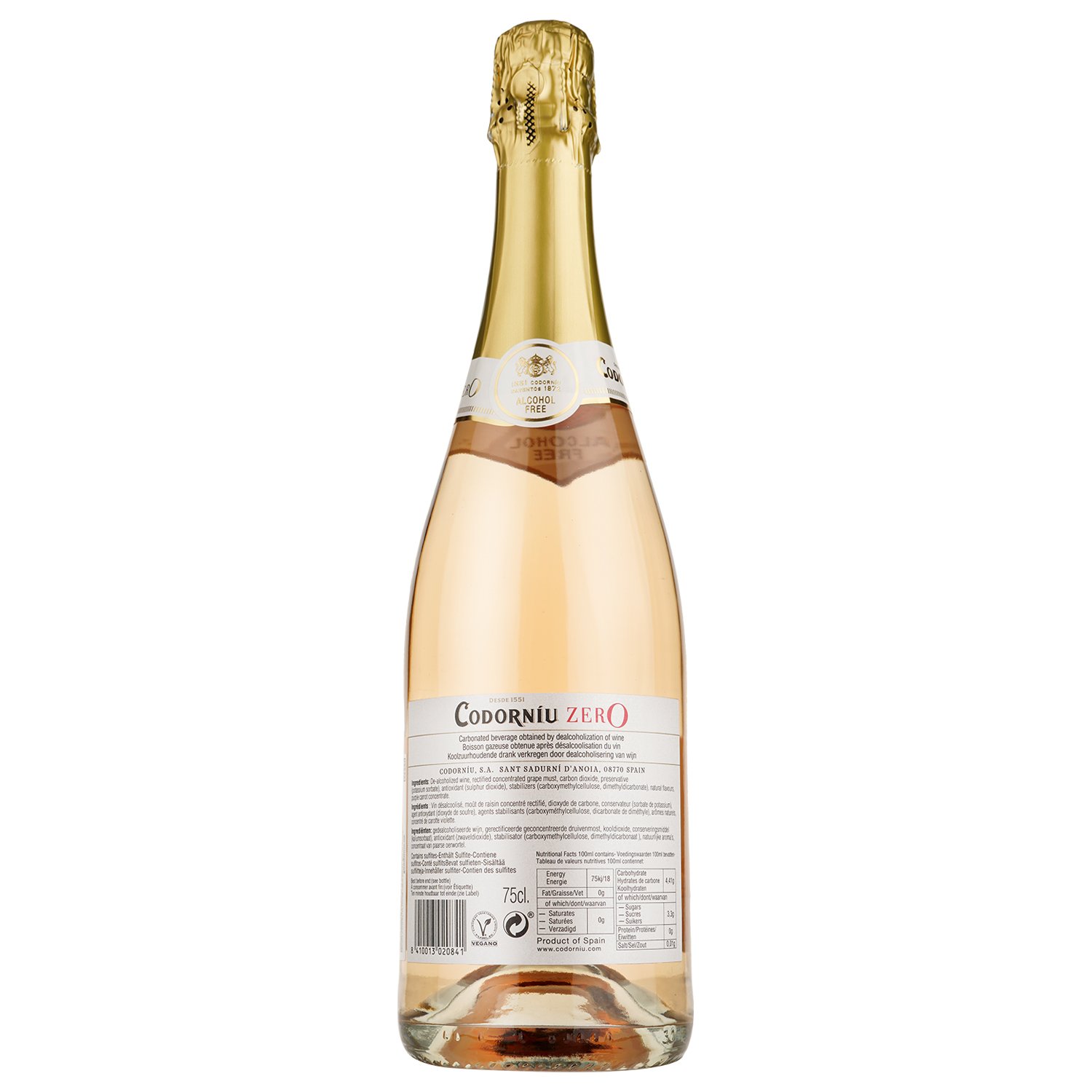 Вино ігристе безалкогольне Codorniu Zero Rose, рожеве, сухе, 0,5%, 0,75 л (92547) - фото 2