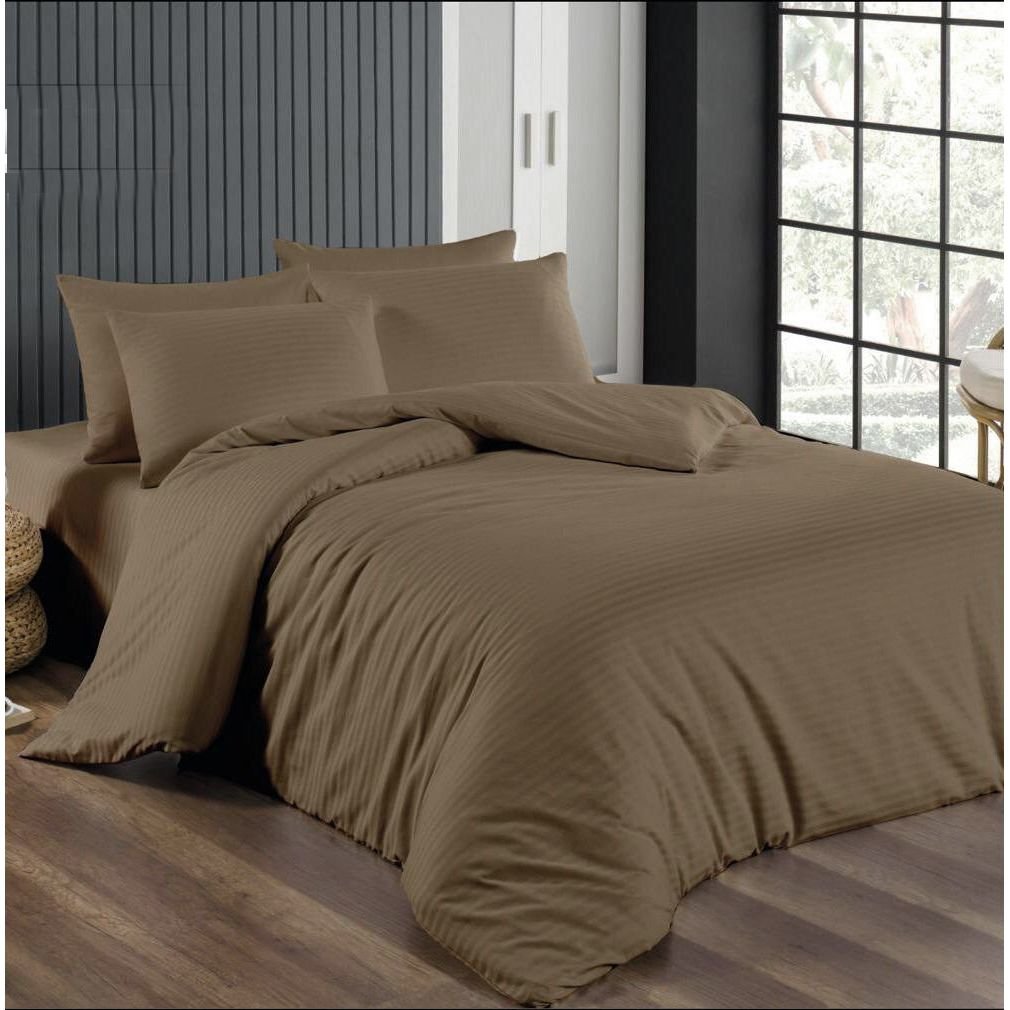 Комплект постельного белья LightHouse Sateen Stripe Brown евростандарт коричневый (603678_2,0) - фото 1