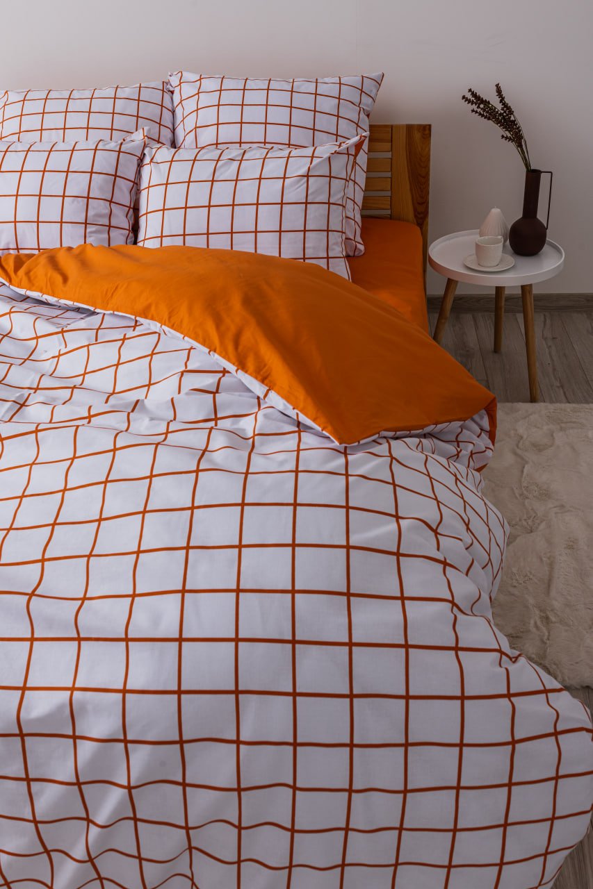 Комплект постельного белья ТЕП Happy Sleep Terracotta Check полуторный терракотовый с белым (2-03794_25229) - фото 4