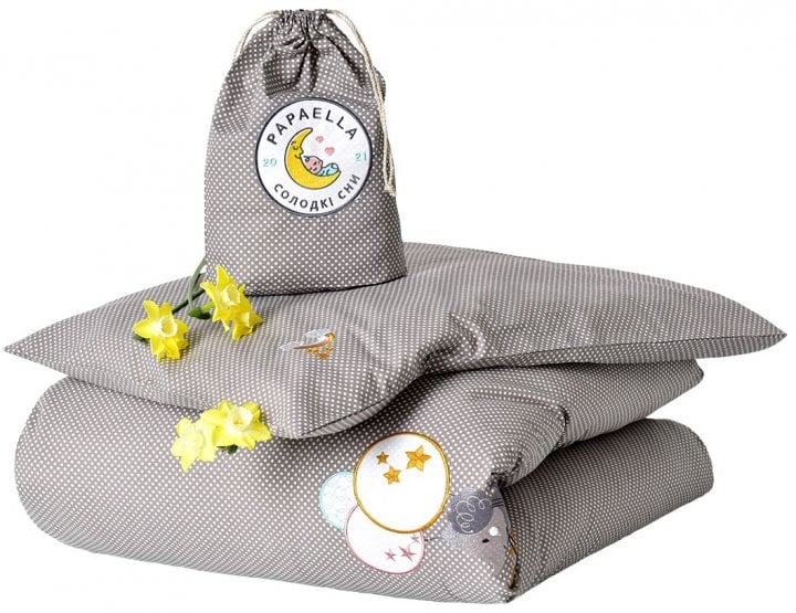 Комплект постільної білизни для немовлят в ліжечко Papaella Горошок, сірий, 135х100 см (8-33347) - фото 1