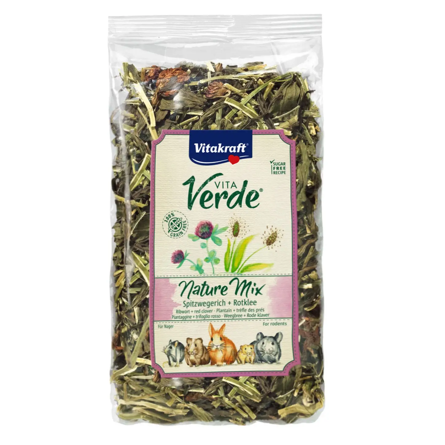 Травяная смесь для грызунов Vitakraft VITA Verde Nature Mix, подорожник и клевер, 70 гр (25692) - фото 1