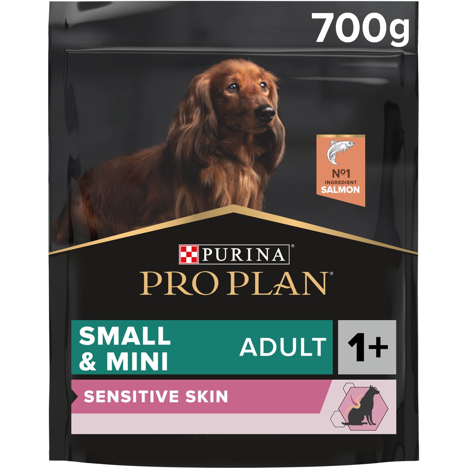 Сухий корм Purina Pro Plan Small & Mini Adult 1+ Sensitive Skin для дорослих собак дрібних порід з чутливою шкірою з лососем 700 г (12272469) - фото 1