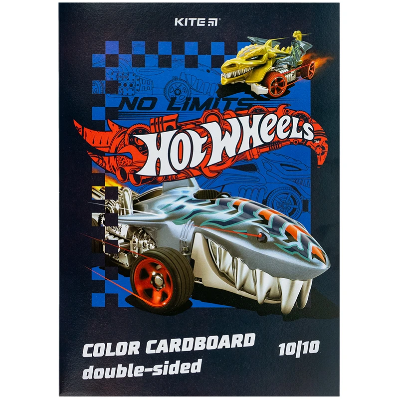 Картон цветной Kite Hot Wheels двухсторонний А4 10 листов (HW24-255) - фото 1