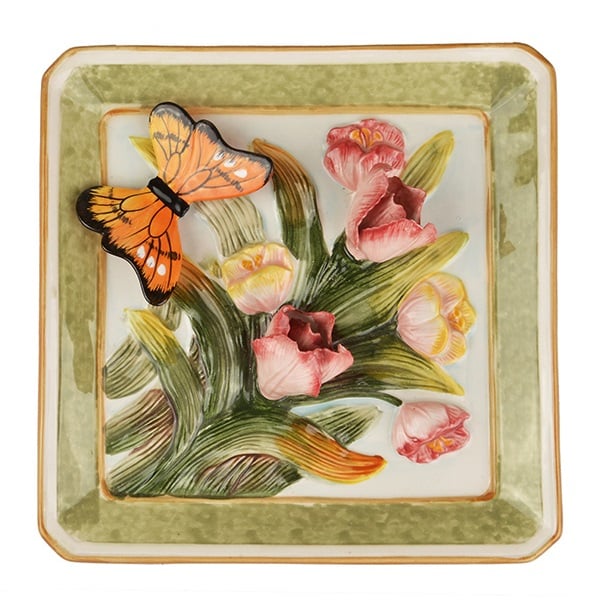 Декоративная тарелка Lefard Бабочка с тюльпанами, 21 см, разноцветный (59-409) - фото 1