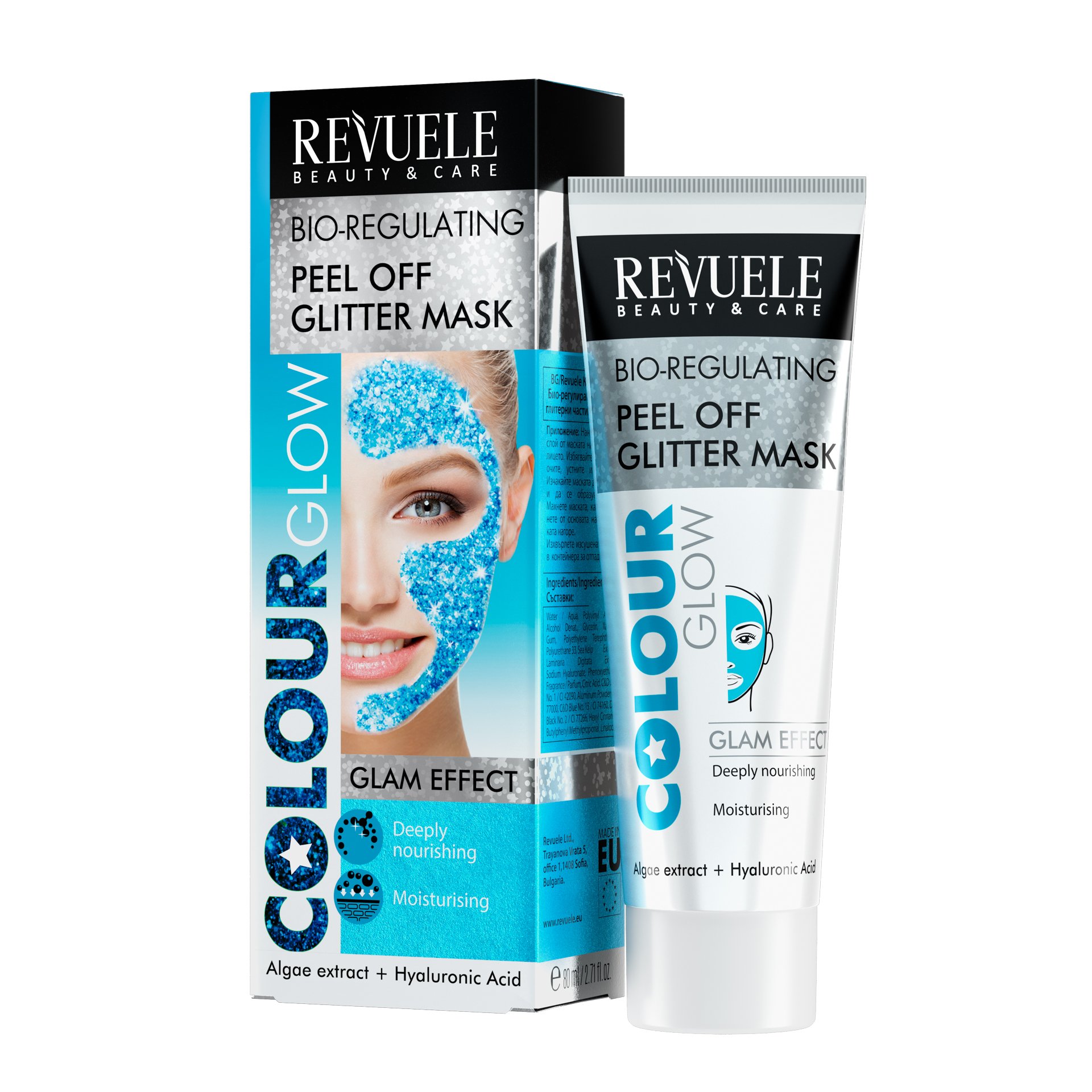 Синя біорегулююча маска-плівка для обличчя Revuele Colour Glow, 80 мл - фото 1