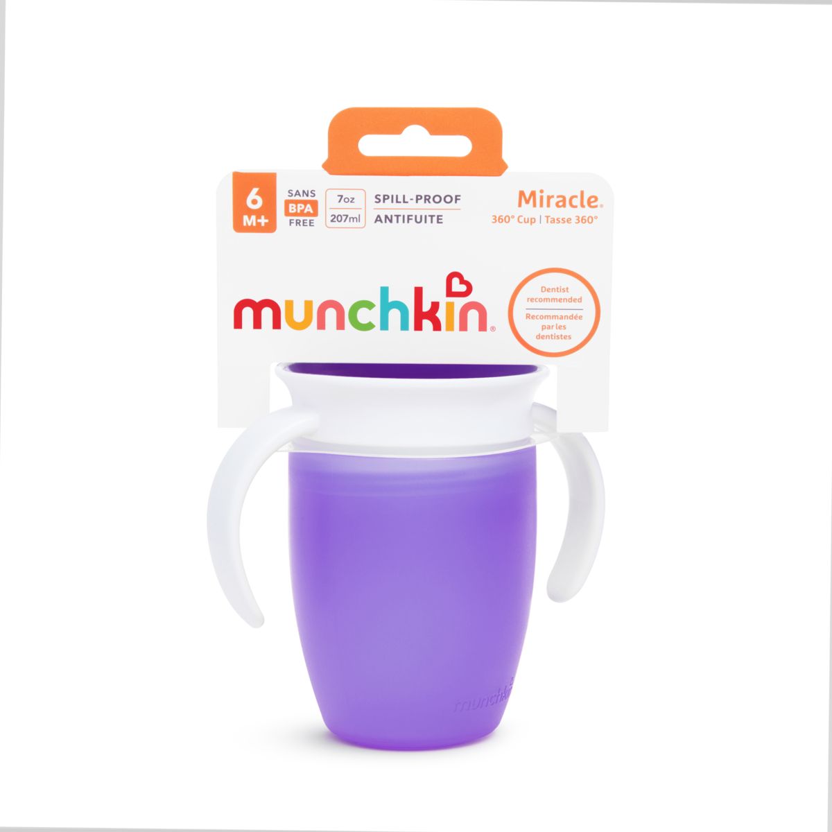 Чашка-непроливайка Munchkin Miracle 360 з ручками, 207 мл, фіолетовий (05162101) - фото 3