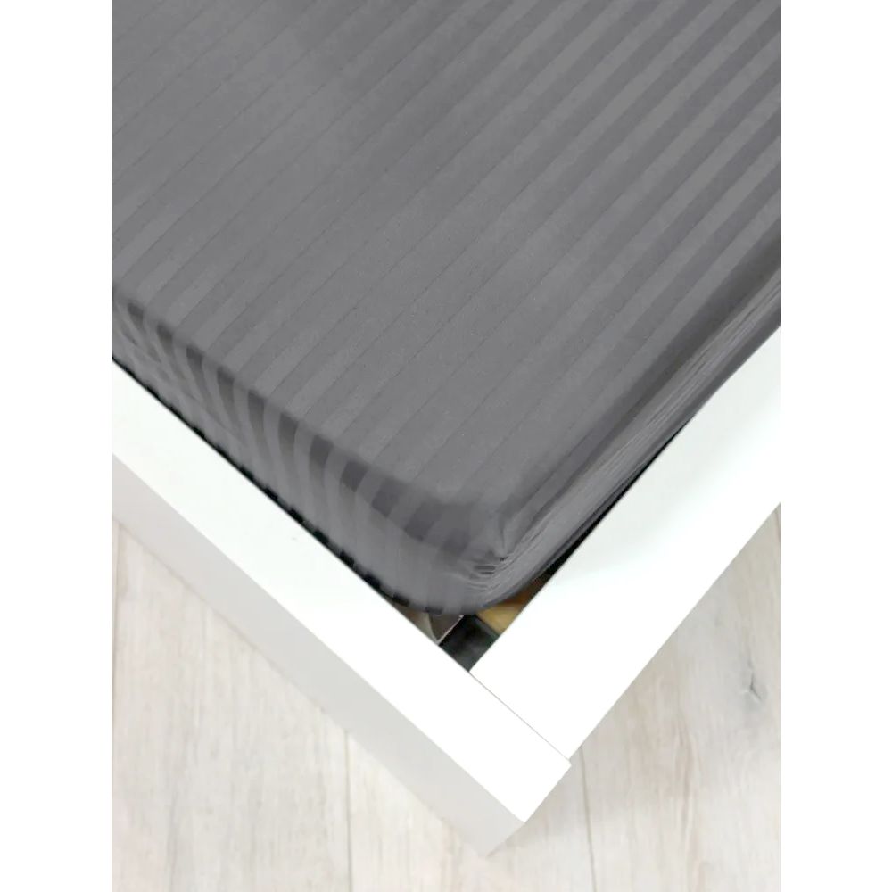 Простыня на резинке LightHouse Sateen Stripe Grey 200х90 см серая (603746) - фото 3