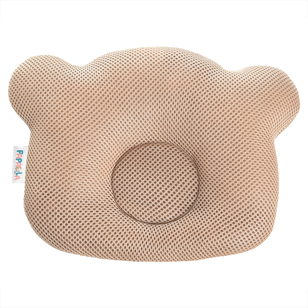 Подушка для немовлят ортопедична Papaella Ведмедик, діаметр 8 см, бежевий (8-32377) - фото 1