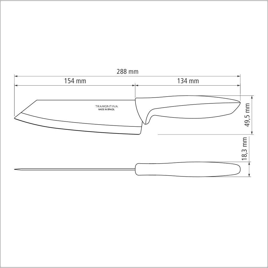 Ніж кухарський Tramontina Plenus grey 152 мм (23443/166) - фото 4