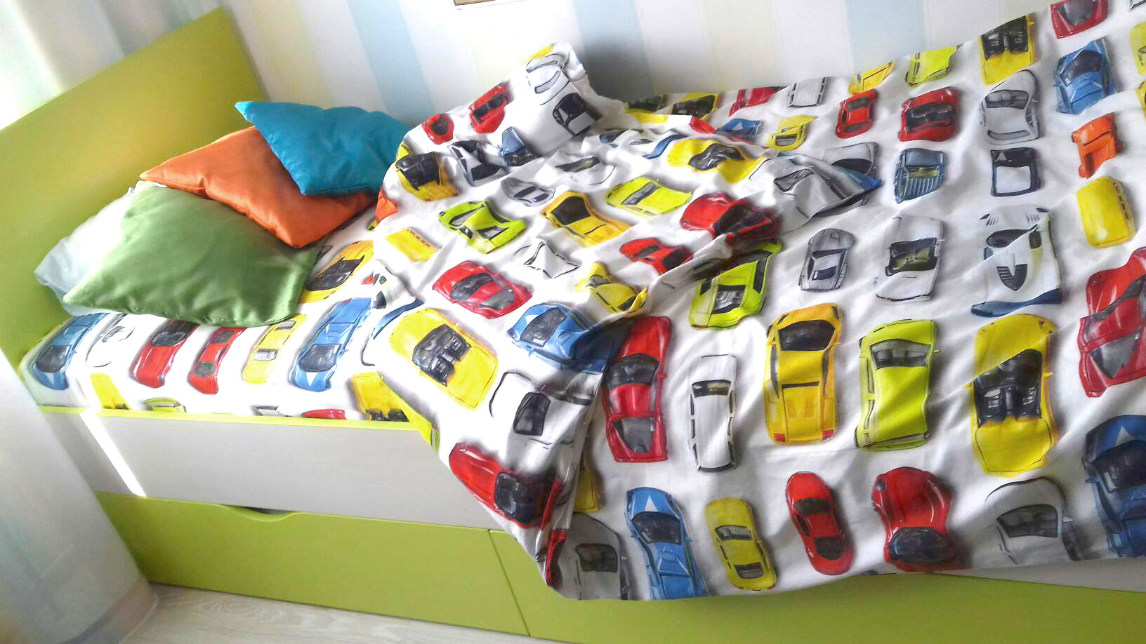 Комплект постельного белья Ecotton Машинки, поплин, детский, 140х110 см (22851) - фото 1