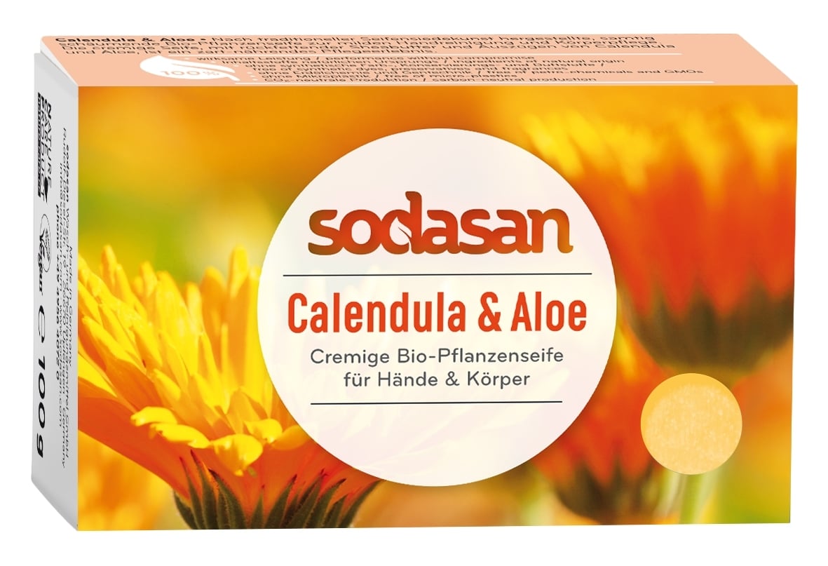 Органическое крем-мыло Sodasan Календула-Алоэ, противовоспалительное, 100 г - фото 1
