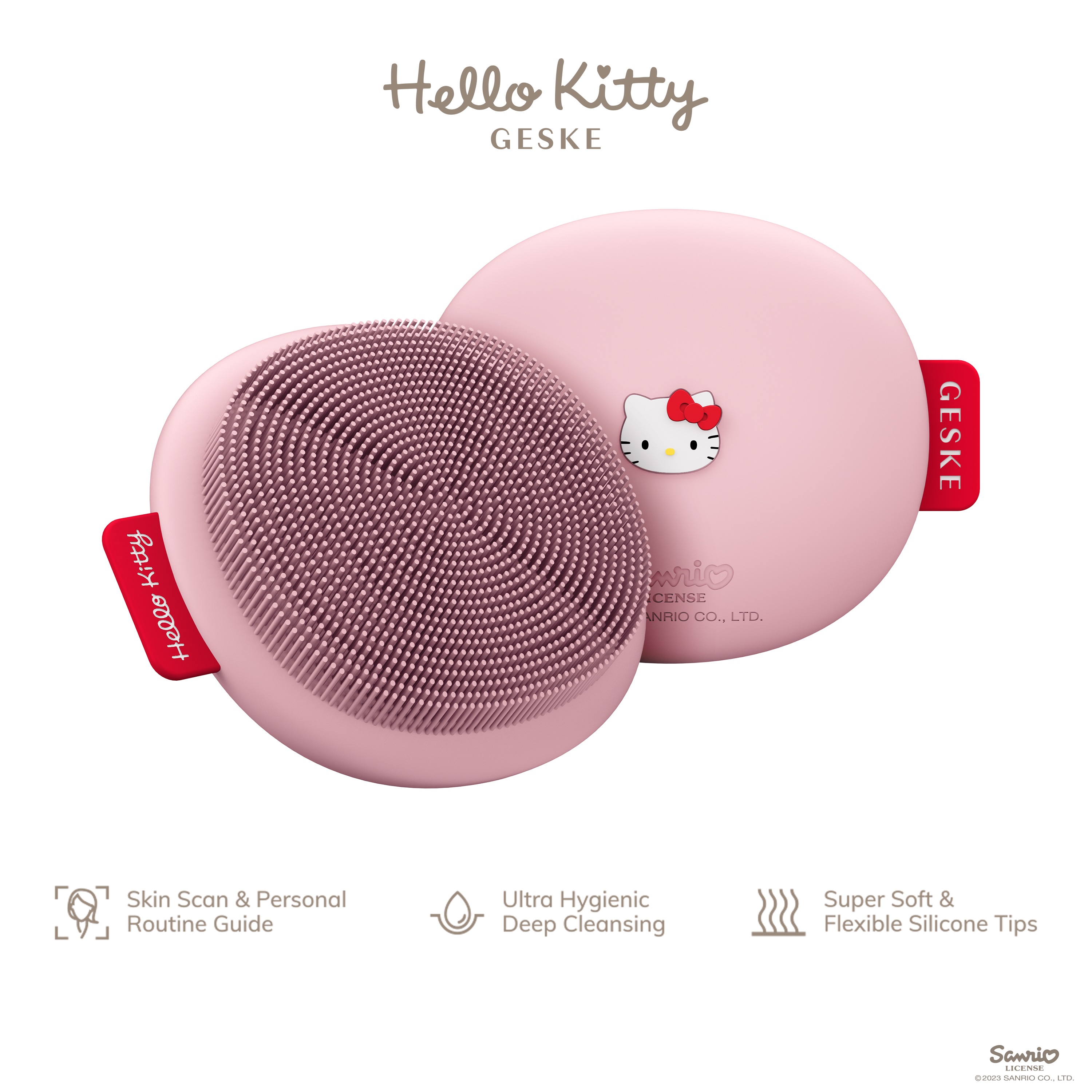 Щетка для лица GESKE Facial Brush 3 в 1 by Hello Kitty розовая - фото 2