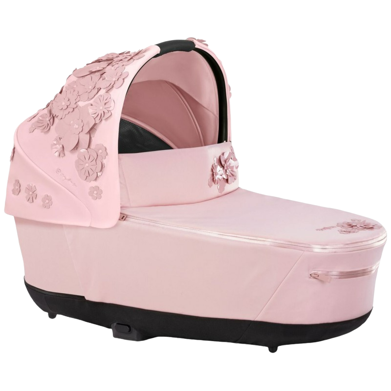 Люлька Cybex Priam Lux Simply flowers pink + Комплект текстилю Cybex Priam Simply flowers pink + Шасі Cybex Priam з каркасом LS RBA Rosegold - фото 2