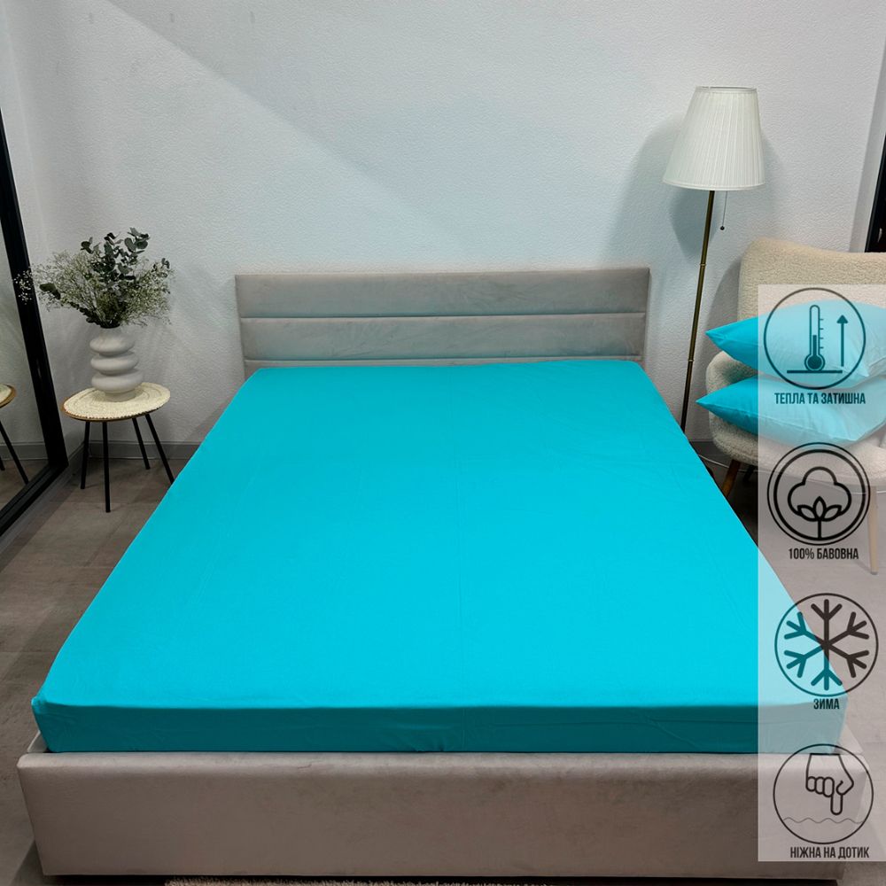 Простирадло Ecotton Super Soft SB-134 фланель на резинці Sky blue 90х200 см (24456) - фото 2