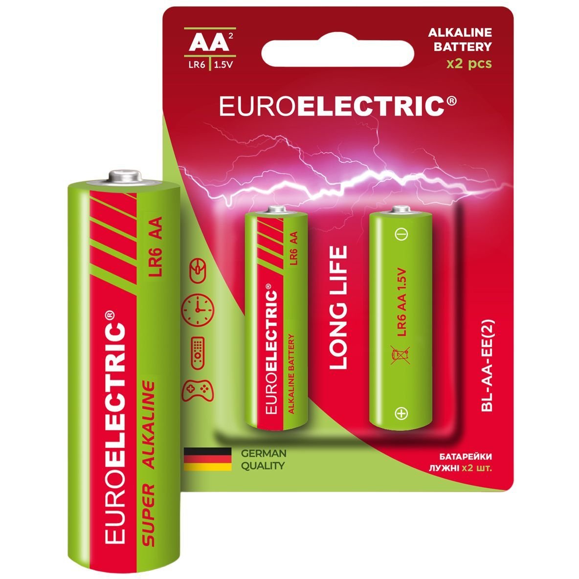 Батарейки Euroelectric AA LR6 1,5V, 2 шт. - фото 1