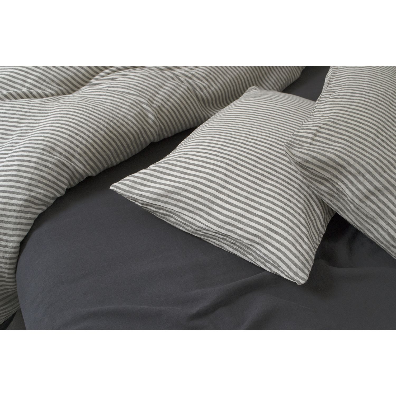 Комплект постельного белья Lotus Home Karlin stripe linen евро антрацит (svt-2000022333528) - фото 3