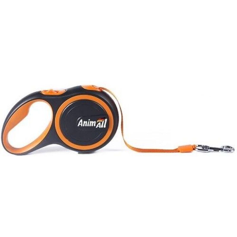 Поводок-рулетка для собак AnimAl, 25 кг, 5 м, оранжево-черный - фото 1