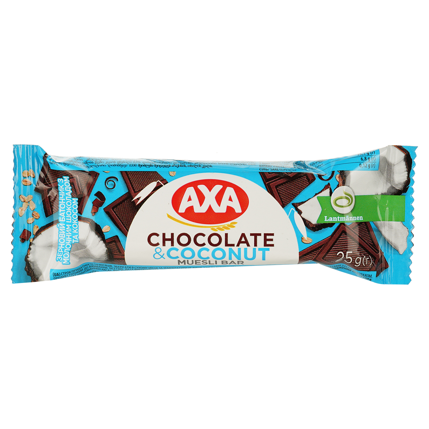 Батончик AXA зерновой с молочным шоколадом и кокосом 25 г - фото 1
