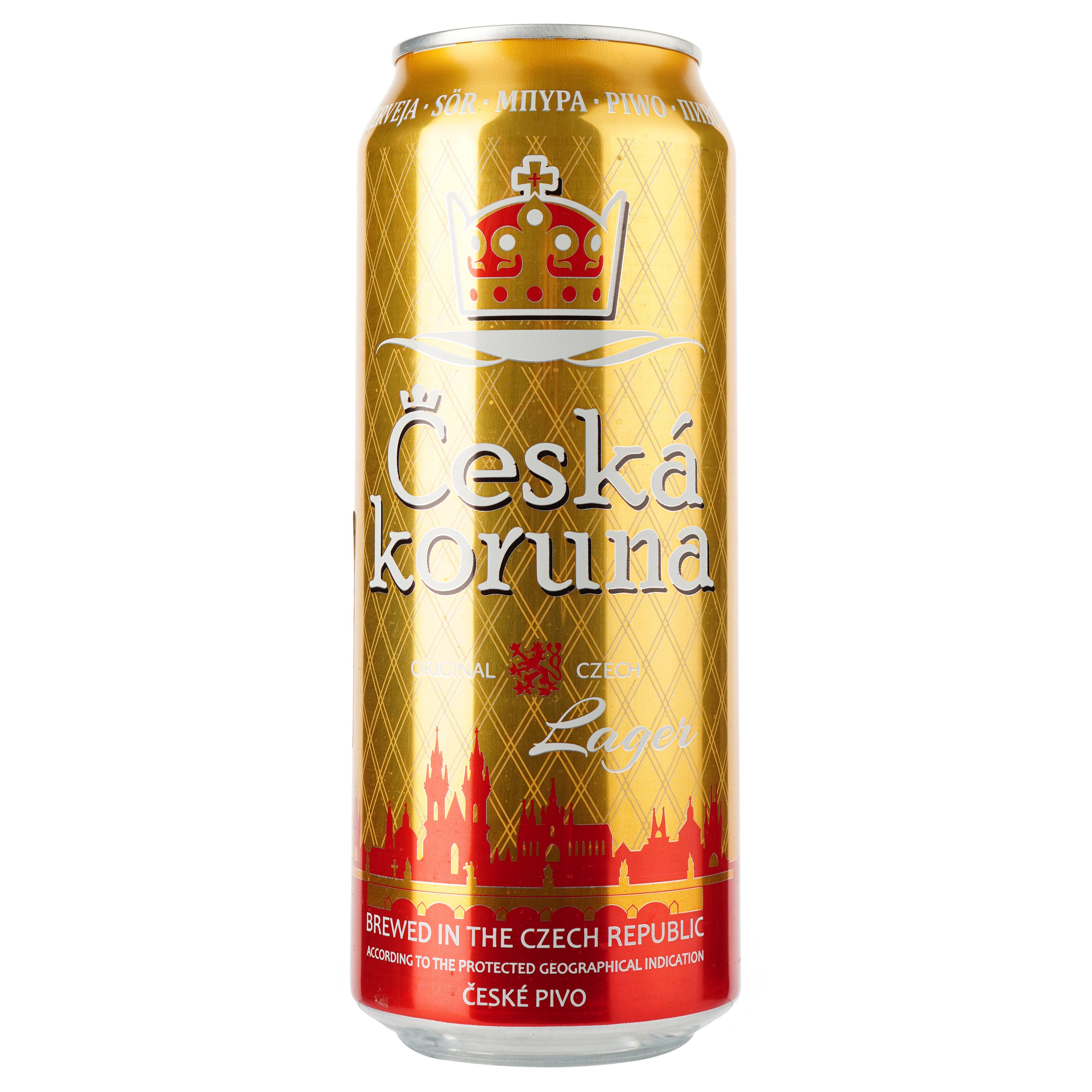 Пиво Ceska Koruna Lager світле, 4.7%, з/б, 0.5 л - фото 1