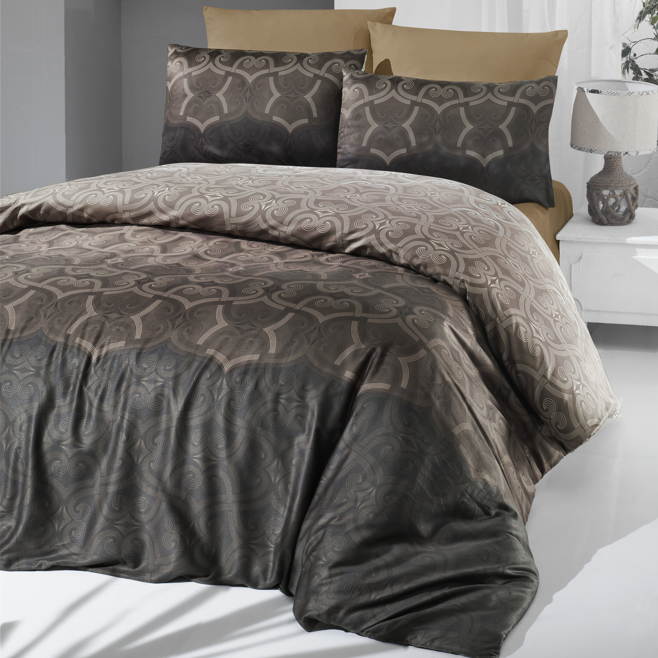 Комплект постельного белья Victoria Sateen Pandora Brown, сатин, евростандарт, 220х200 см, коричневый (2200000551719) - фото 1