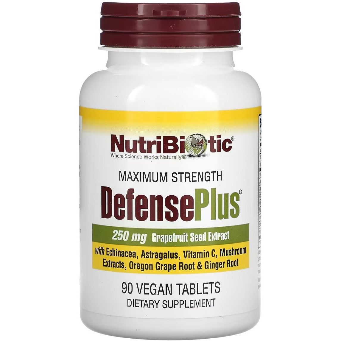 Экстракт семян грейпфрута NutriBiotic DefensePlus Maximum Strength 90 таблеток - фото 1