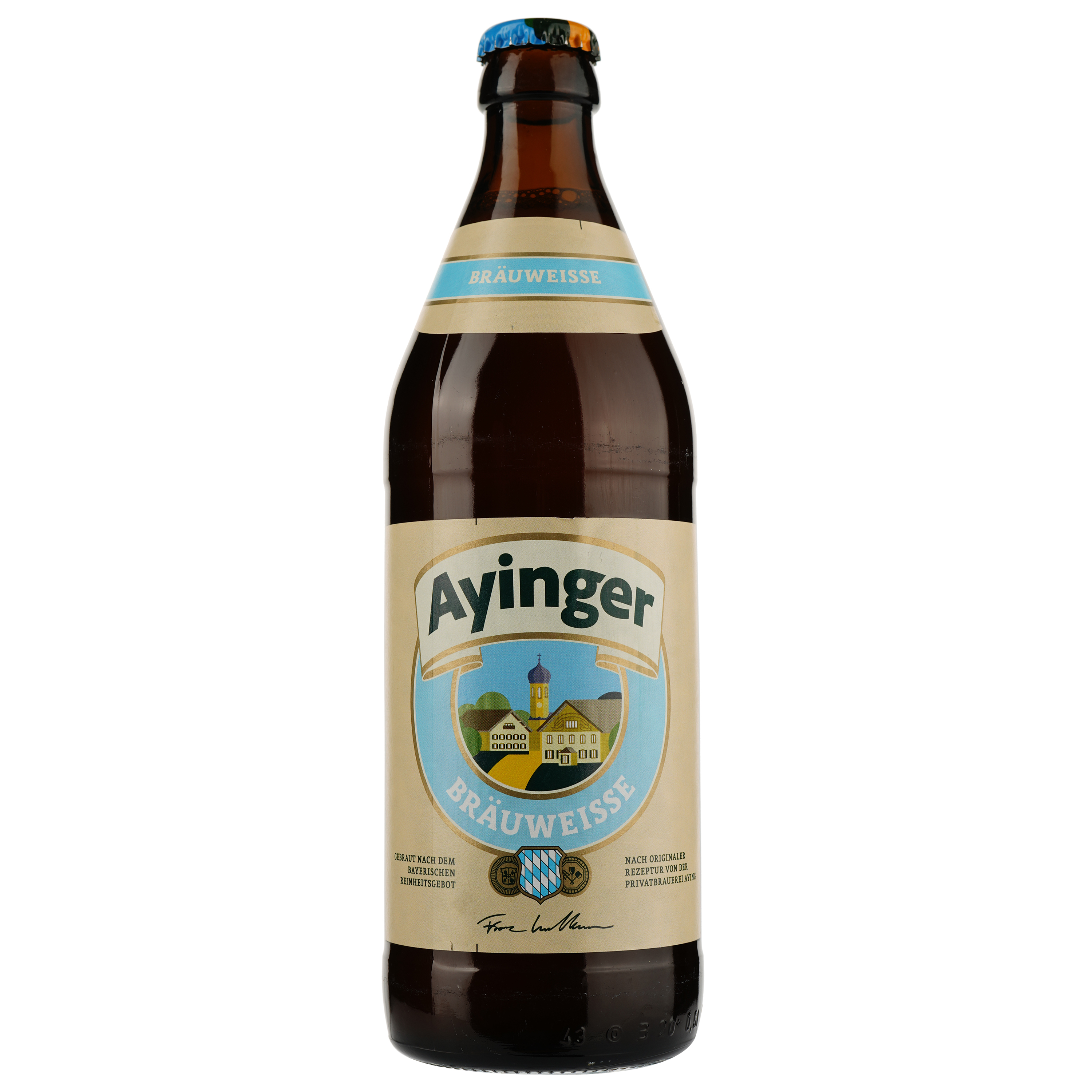 Пиво Ayinger Brauweisse светлое, фильтрованное, пастеризованное, 5,1%, 0,5 л - фото 1