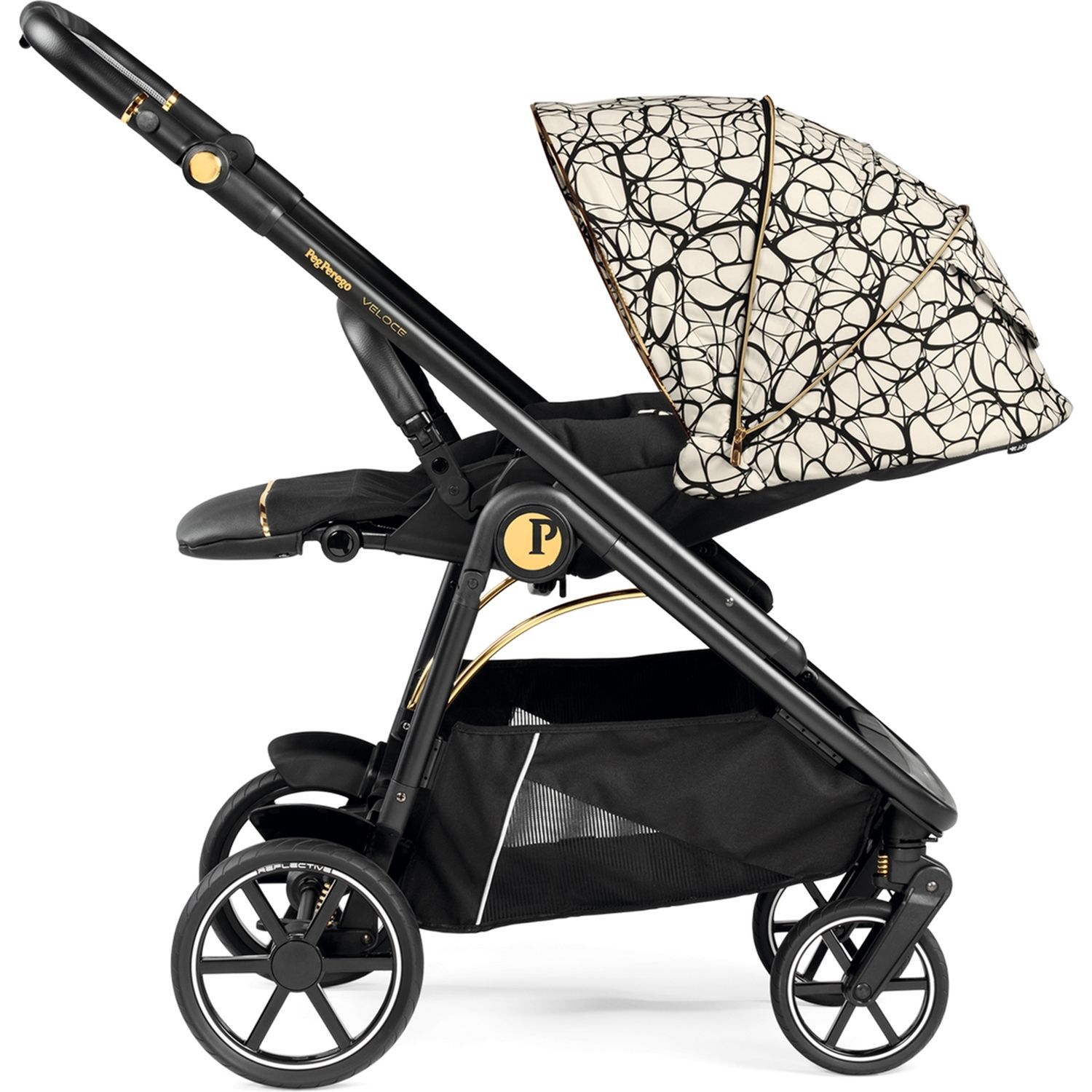 Коляска Peg-Perego Veloce Grafic Gold, 2 в 1, золотая с черным (PACK-VEL2100000002) - фото 3