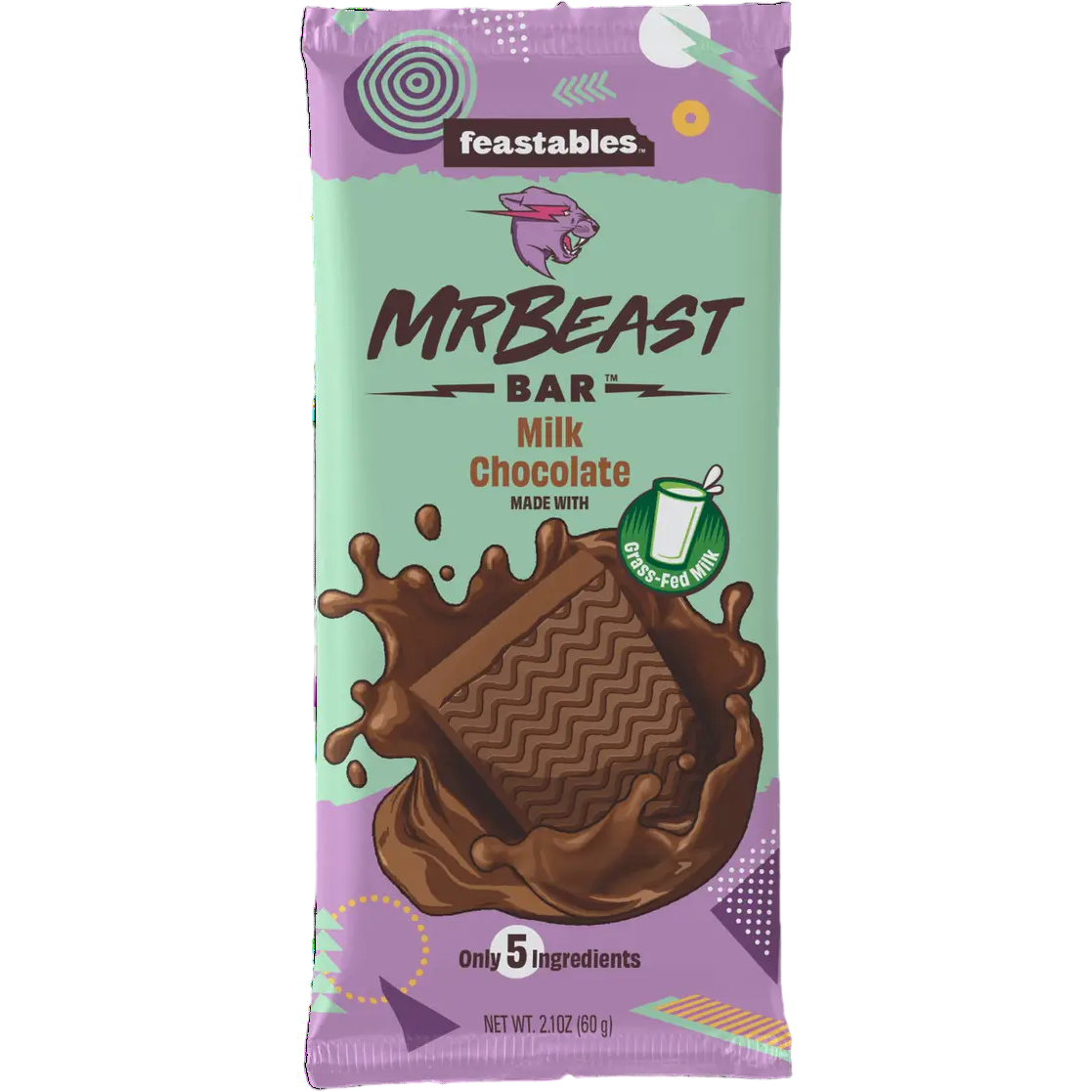 Молочный шоколад MrBeast Feastables Milk Chocolate Bar 60 г - фото 1