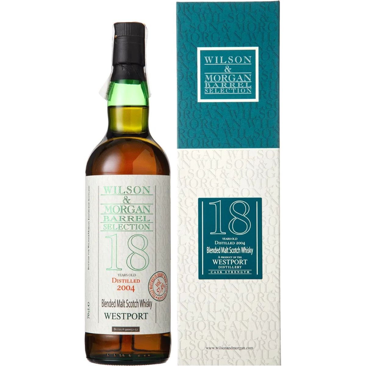 Виски Wilson & Morgan Westport 18 yo Blended Malt Scotch Whisky 57.4% 0.7 л в подарочной упаковке - фото 1