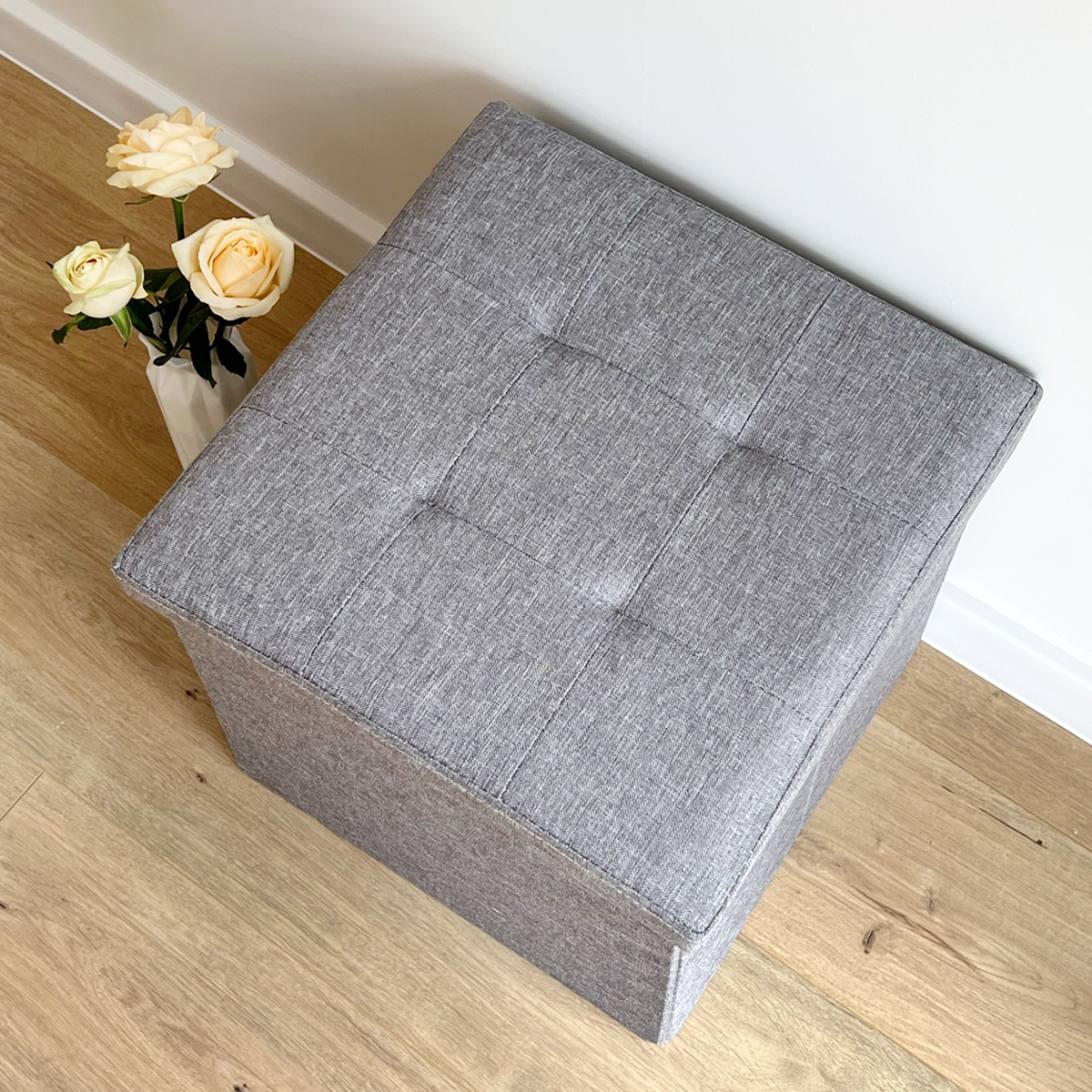 Пуф для хранения МВМ My Home текстильный, 380х380х380 мм, серый (TH-03 GRAY) - фото 5