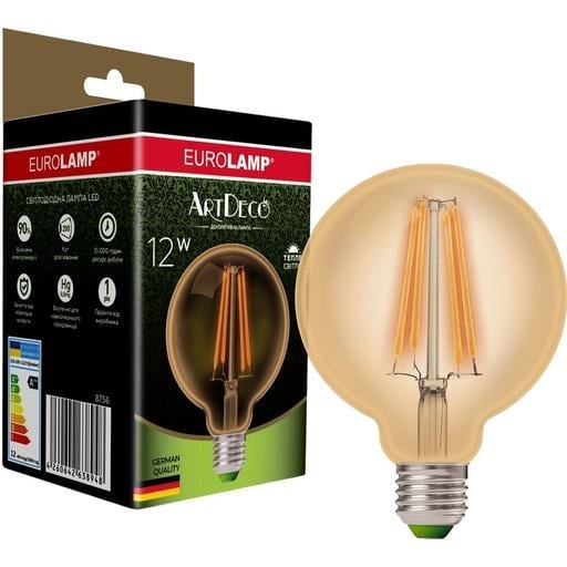 Світлодіодна лампа Eurolamp LED Deco, G95, 12W, E27, 2700K (LED-G95-12273(Amber)) - фото 1