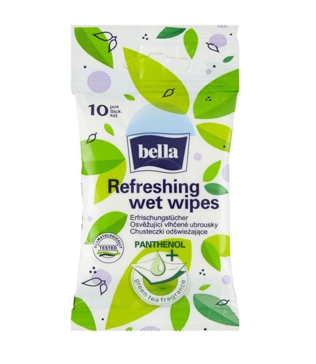 Влажные освежающие салфетки BELLA с пантенолом и вытяжкой зеленого чая, 10 шт (BE-041-N010-005) - фото 1